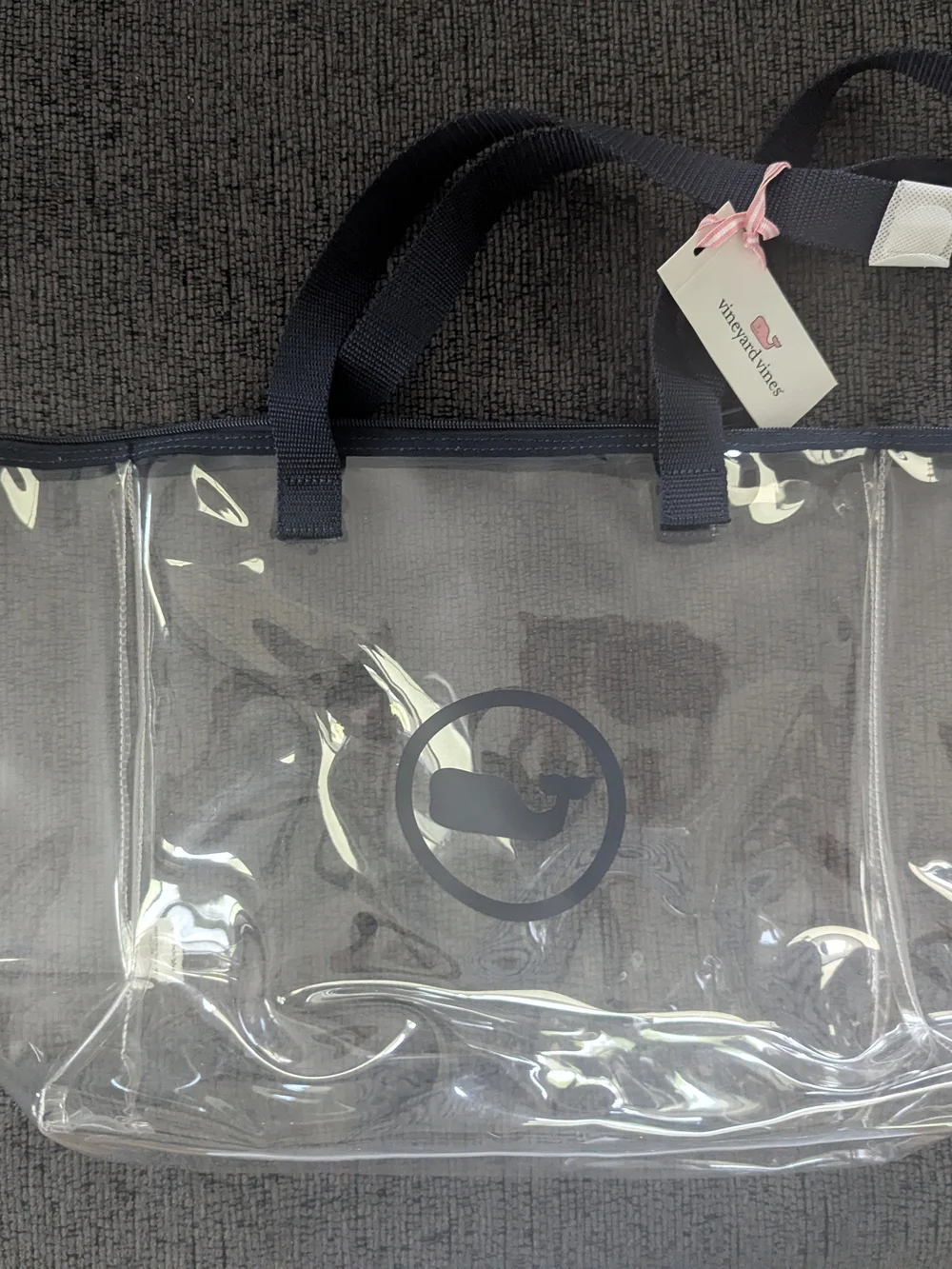 Vineyard Vines Clear Tote Bag with Navy Trim